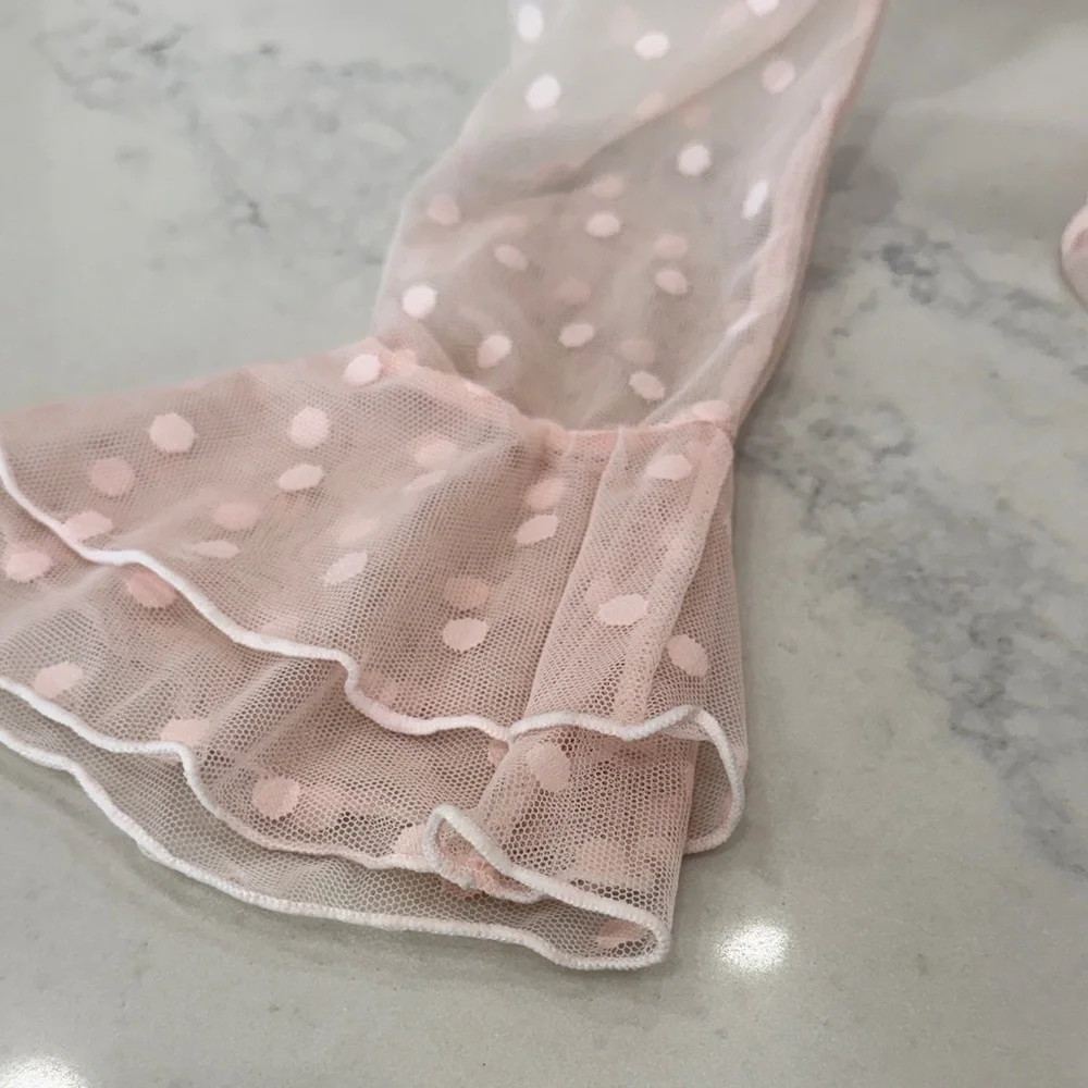 Sheer Pink Polka Dot Ruffle Blouse from Free People - Picture 4 of 7